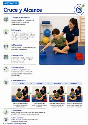 Actividad de fisioterapia infantil: Cruce y Alcance