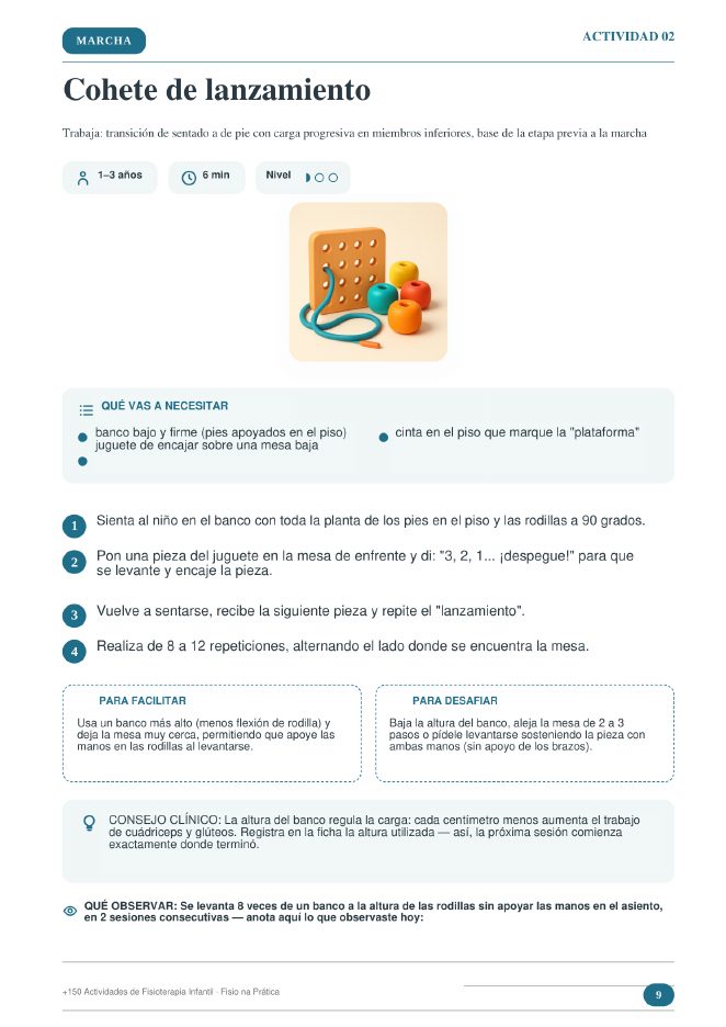 Actividad de fisioterapia infantil: Cohete de Lanzamiento